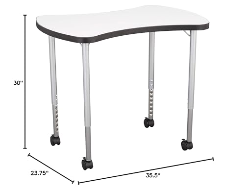 Image of Learniture Structure Series Collaborative Dry-Erase Activity Table, Bow-Tie Mobile Collaborative Table with Whiteboard Top, 23.75 inch D x 35.5 inch W x 30 inch H, White /Black