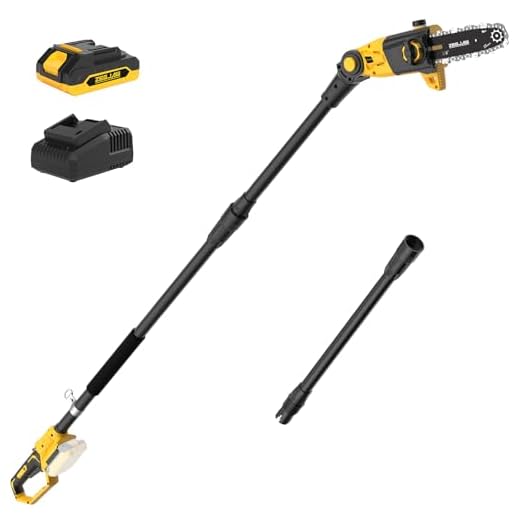 ZEGJAW Pole Saw, 8-Inch Pole Saw for Tree Trimming Cordless 15-FT Max Reach, Auto Oiling, Tool-Less Electric Pole Saw, Tree Trimmer with Battery & Fast Charger