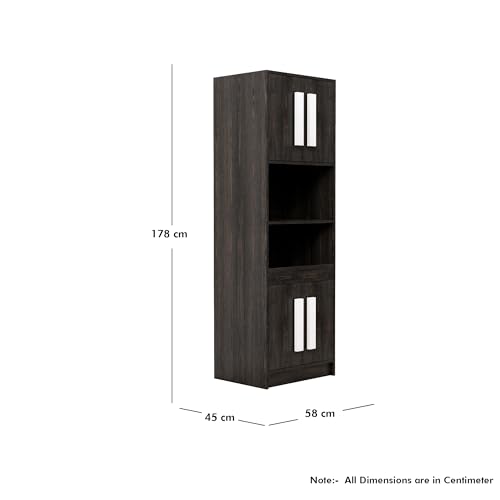 Image of Bniture Multipurpose Crockery Cabinet | Engineered Wood Kitchen Cabinet Modern with 4 Doors and Open Shelves | Crockery Unit for Dining Area | Kitchen Crockery Cabinet for Home | Flower Wenge