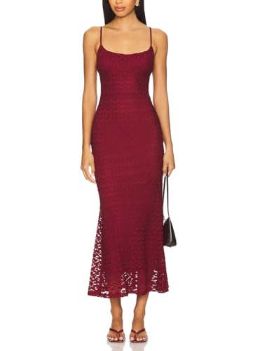 Image of Women Spaghetti Straps Lace Mesh Maxi Dress Backless Mermaid Wedding Dress | Floral Lace Mesh Wedding Guest Dress Fully Lined Adjustable Strap Bodycon Dress Cocktail Party Formal Evening Gown Date Night