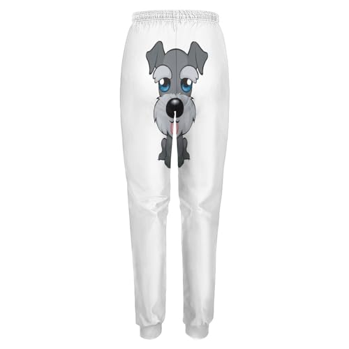 Qjjinxior Jogginghose mit Eulen-Motiv, Damen-Hose mit Kordelzug für Workout, Lounge, Sport, Süßer Schnauzer-Hund, XXL