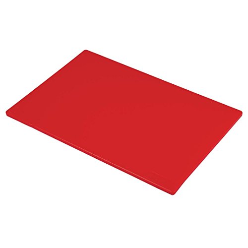 Hygiplas LDPE-Schneidebrett, rot farbcodiert - Rohfleischvorbereitung, Standardgröße: 12(H) x 450(B) x 300(L)mm, Polyethylen niedriger Dichte, nicht porös, verhindert die Aufnahme von Aromen und Gerüchen, J255