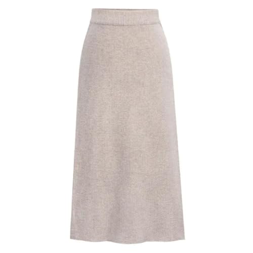 Women High-Waisted Casual A- Line Slim Skirt Solid Side Slit Knitted Midi Skirts2