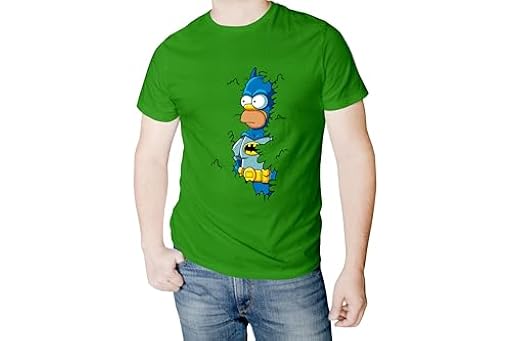 Tritó Design Camiseta de Algodón con Estampado de Homer Simpson como Arbusto Bat-Man, Verde, Homero (FR/ES, Letras, M, Regular, Regular, Bat) | Ya disponible en tu tienda friki favorita! En mundofriki.es!