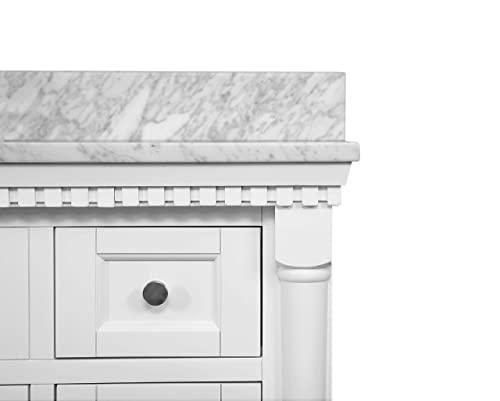 Sydney 48-Inch Bathroom Vanity (Carrara/White): Includes White Cabinet With Authentic Italian Carrara Marble Countertop And White Ceramic Sink #TOP6