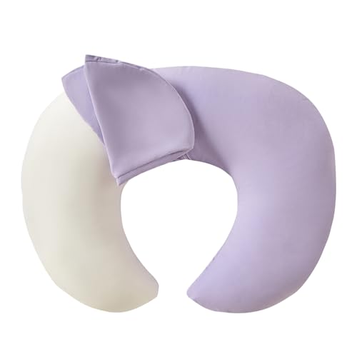 Image of ESEN Nursing Pillow with Removable Cover, Ergonomic Breastfeeding Pillow Standard Size for Nursing Mother Support Bottle Feeding and Breastfeeding - White Pillow Insert - Purple Cover, White+purple