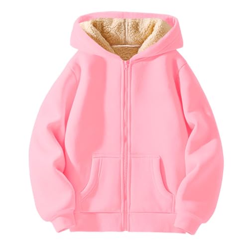 EnJoCho Hoodies For Children Winter Fleece Sweatshirt Full Zip Up Thick Lined Hooded Jacket Thick Winter Jackets