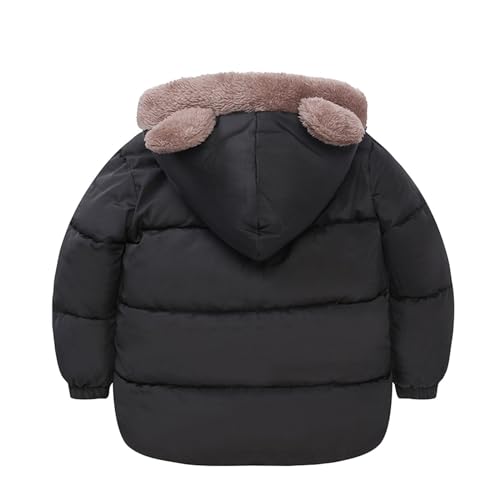 Toddler Lightweight Outwear Boys Girls Winter Coat Bear Ear Hooded Two Wear Fleece Thicken Windproof Zipper2