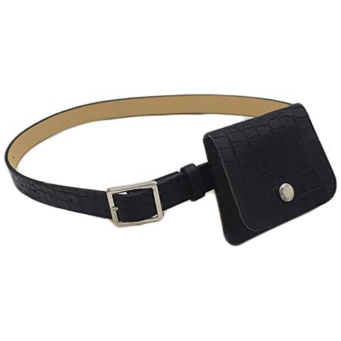 ZARSIO Women Fashion Fanny Bag, Small Size Faux Leather Alligator Skin Waist Belt Bag Fanny Pack Cute Travel Purse (Black) Cover