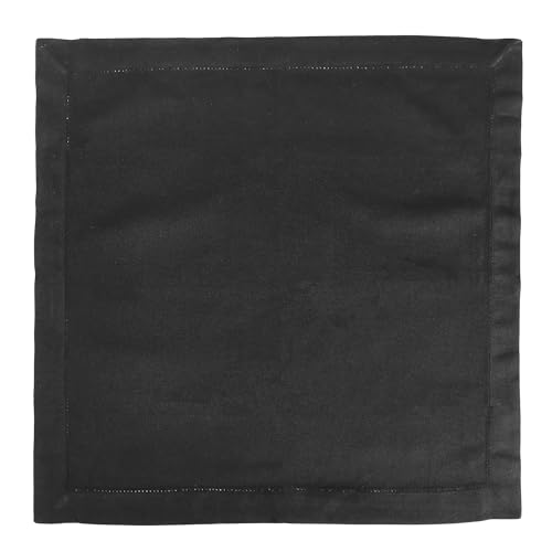Image of FINGERCRAFT Hemstitched Cotton Table Napkins Set of 6 - 20x20 Inch, 100% Cotton Cloth Napkins with Faggoting Stitching - Durable & Elegant for Parties (Black)
