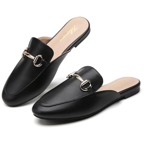 Tilocow Metal Buckle Round Toe Mules Cover