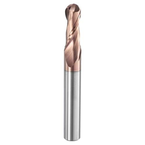 Image of HARFINGTON Ball Nose End Mill 2 Flute 9 /32 inch Diameter 5 /16 inch Shank Tungsten Carbide TiAlN Coated Spiral CNC Router Bits 3 /4 inch Cutting Length Single End Ball for Carving Engraving Grinding