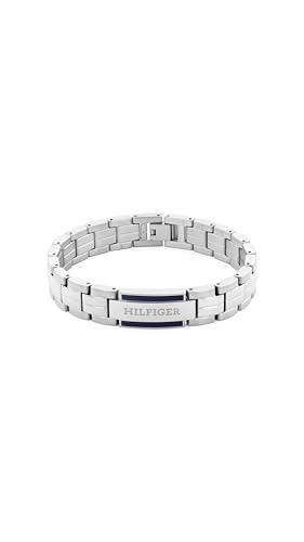 Tommy Hilfiger Men's Jewelry - Hypoallergenic Link Bracelet with Fold-Over Clasp – Casual and Stylish - Fashion Accessory, Gift for Him, Large, Stainless Steel, no gemstone