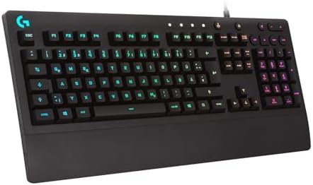 Logitech G213 Prodigy Gaming-Tastatur (Schwarz) | RGB-Beleuchtung, Programmierbare G-Tasten, Multi-Media Bedienelemente, Handballenauflage, Spritzwassergeschützt, QWERTZ