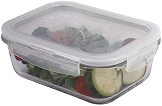 LocknLock Eco Ovenglass Glass Food Storage Containers with Lids 630ml - Airtight, Leakproof Rectangular Glass Food Container with Recycled Plastic Lid, Oven Safe, Dishwasher Safe, 17.5 x 13 x 6.5cm