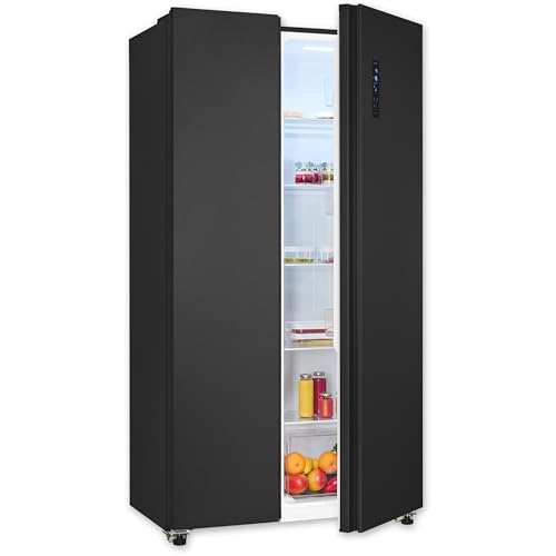 Exquisit Side-by-Side-Kühlschrank, Kühl-Gefrierkombination, NoFrost, 442 Liter, Schnellgefrieren, Alarm, 4-Sterne-Gefrieren, LED-Display, SBS46-040E inoxlook-az