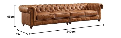 Image of 2+2=4 Seater Chesterfield Sofa Set, Modern Classic Style for Living Room, Bedroom and Office and Hallway Colour (2+2 = 4 Seater Brown Leatherette)
