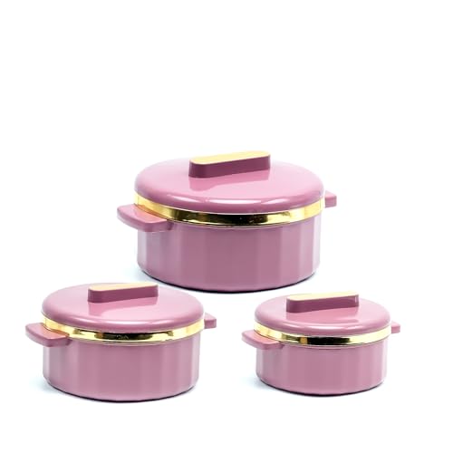 Image of MODWARE MAYORA Insulated Casserole Set, 3 Pieces, Stainless Steel Inner, Food Grade Plastic, 500ml 1000ml 1800ml, Burgundy