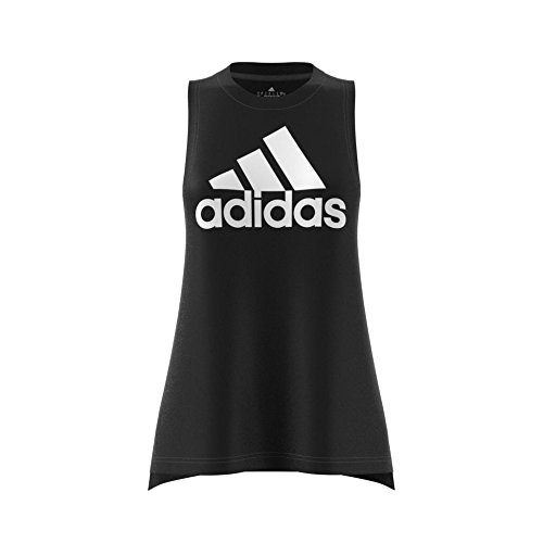 adidas Women's Boxy Shirt Logo Tank Top, Womens, Boxy Logo Shirt, Black, S