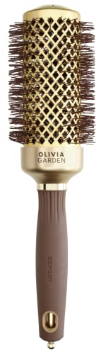 Olivia Garden Expert Blowout Shine - Gold & Brown - 45 - Ceramic Coated Round Brush for Smooth Blowout Frizz-Free Hair & Radiant Shine