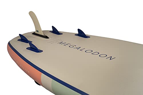 Isle Megalodon Inflatable Stand Up Paddle Board & Isup Bundle Accessory Pack - Up To 1,050 Lbs Capacity — Durable, Lightweight, Stable — 12' L X 45" W X 8" Or 15' L X 56" W X 8" (Seafoam/Peach, 15') #TOP5