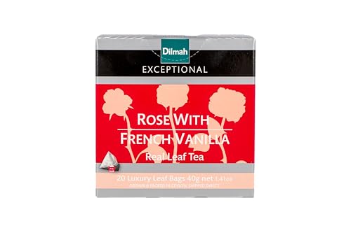 Dilmah Exceptional Rose with French Vanilla Black Tea Leaf 1.41oz 1 Box - 20 Bags Count