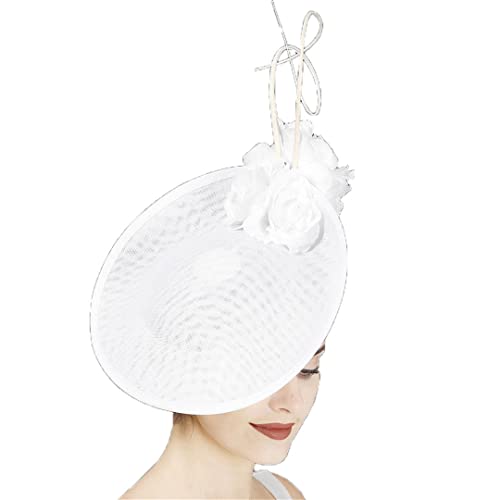 Chapeau fascinateur blanc pour mariage et grand casque de cérémonie