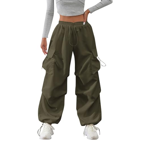 midelxp Baggy Cargo Pants Women Lightweight High Waisted Parachute Pants with Pockets Outdoor Hiking Pants Y2k Streetwear - Main Image