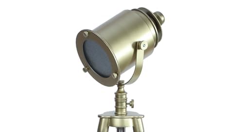 Image of PRISTINE INTERIORS Brown Fabric Shade Tripod Floor Lamp with Black Base Silver Metal Shade Tripod Floor Lamp with Beige Base (Amy Gold)