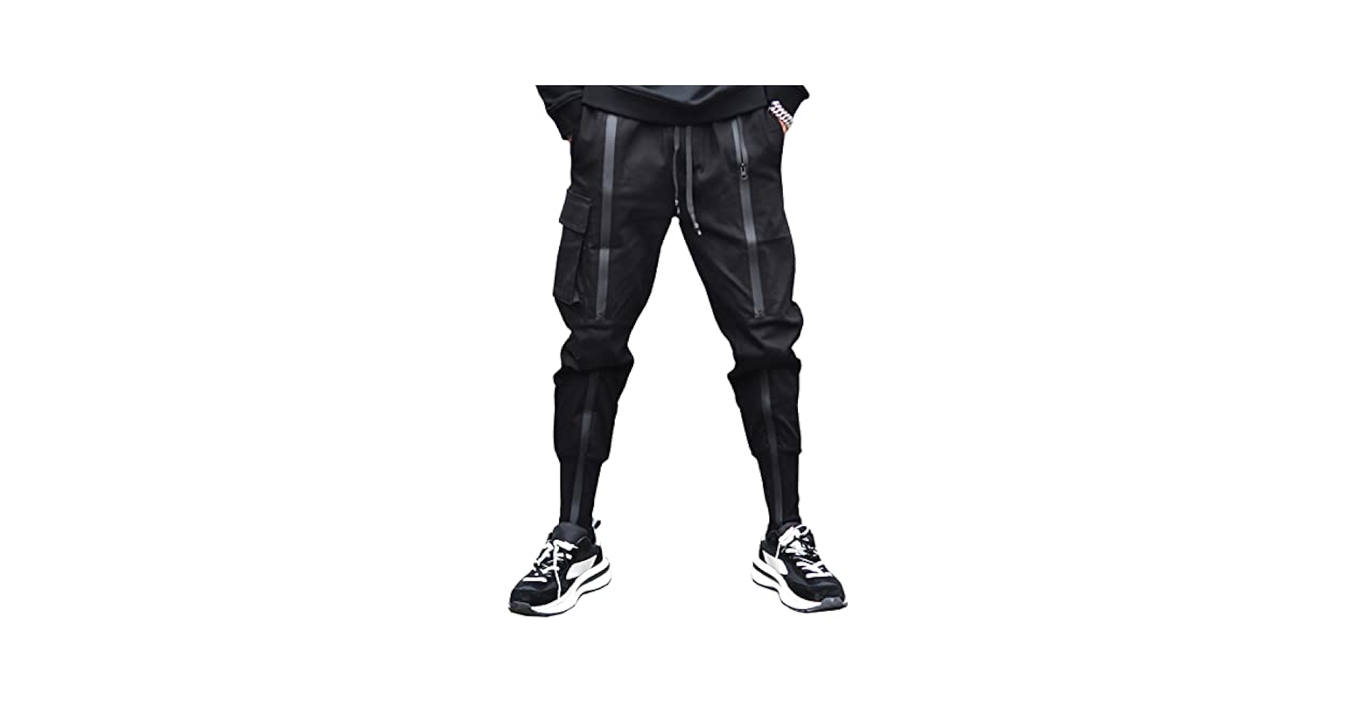 MOKEWEN Men's Lace Up Patchwork Ankle Banded Jogger Cargo
