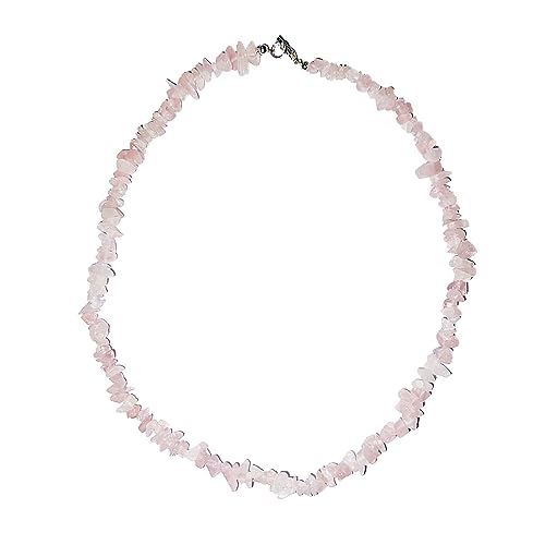 Collier Quartz rose baroque 60cm en pierres naturelles polies d'exception