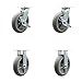 Lavex Lodging 274HKLGFXWH 274HKLGDRWH Housekeeping Cart Caster Set - Replacement Caster Set - Includes 2 Swivel Casters with Brakes and 2 Rigid Casters - Set of 4 - Service Caster Brand