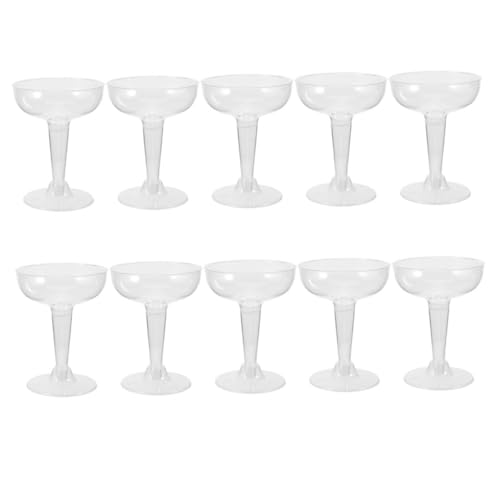 GETAJGHSD 10個 使い捨てクリアワイングラス おしゃれな高脚カップ パーティー ホテル 宴会用プラスチック製飲料カップ