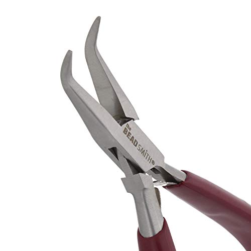The Beadsmith Bent Chain Nose Pliers – 6-Inches (152 mm) Jewelry-Making Tool w/Polished Steel Head, PVC Comfort Grip, & Double-Leaf Springs