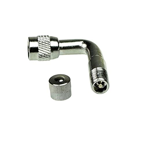 Cabilock 2Pcs Angled Valve Extension Adapter Stem Extenders for Car Motorcycle Scooter and Bike Durable Silver Finish for Easy Inflation and Deflation