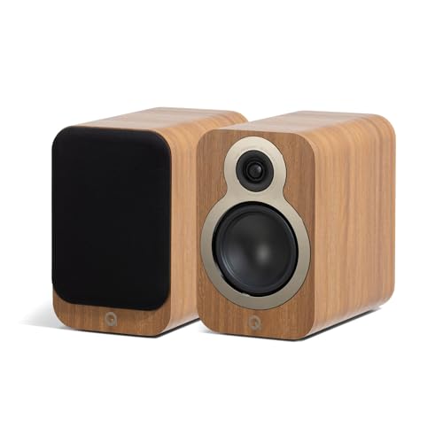 Image of Q Acoustics 3020c Bookshelf Speakers Pair Pin Oak - 2-Way Reflex Enclosure Type, 4.75 inch Bass Driver, 0.9 inch Tweeter - Stereo Speakers /Passive Speakers for Home Theater Sound System