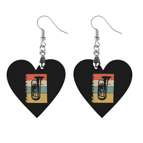 Image of Euphonium Wood Earrings Handmade Lightweight Elegant Bohemian Fashion Pendants Jewelry Gifts Love