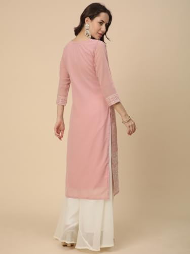 Image of RATAN Women's Georgette Anarkali Lucknowi Chikankari Ethnic Wear Kurta