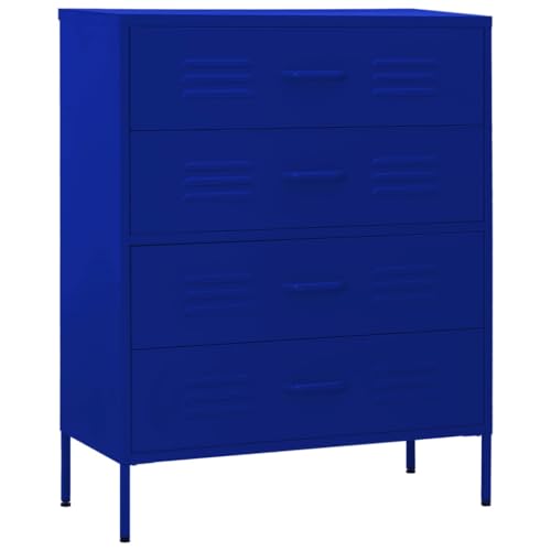 Solivagant Commode Bleu Marine 80x35x101,5 cm Acier,(28 KG)