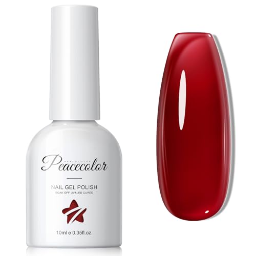 Peacecolor Vernizes semipermanentes para unhas, vermelho transparente, 10 ml, verniz unhas gelinho Jelly Gel Nail Polish Art para iniciantes, manicure e medicina em casa