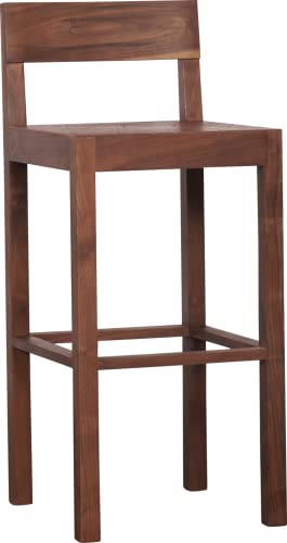 Image of Solid Sheesham Wood Bar Chair bar Stool Rosewood Natural Brown Finish (Design 2)