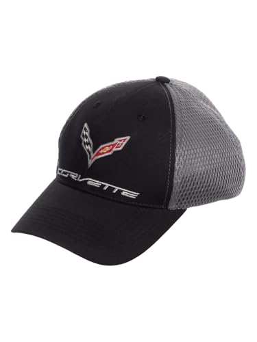 Calhoun Chevrolet Corvette Hat Black & Grey Mesh Trucker Cap C7 Logo Adjustable Snapback
