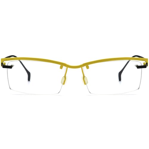 Image of FONEX Pure Titanium Glasses Frame Men Semi Rimless Square Eyeglasses Eyewear DTX416