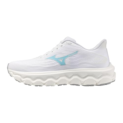 Mizuno Wave Horizon 8 - Tenis de correr para mujer, Blanco-tanager turquesa, 39 EU