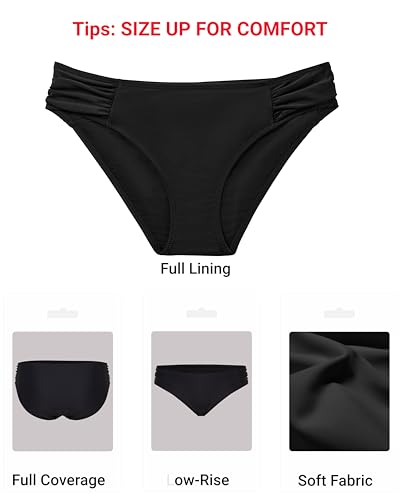 Model wearing Zmart Women Low Rise Bikini Bottoms - Full Coverage.