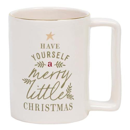 Image of Santa Barbara Design Studio Holiday Ceramic Mug with Gold Foil Detail, 16-Ounce, White /Merry Little Christmas