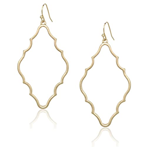Pomina Lightweight Simple Basic Geometric Dangle Drop Earrings Open Gold Teardrop Earrings for Women