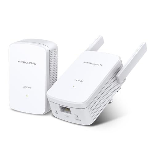 Mercusys Powerline WLAN MP510 KIT, 1000 Mbit/s HomePlug AV2, 300 Mbit/s WLAN, Gigabit Port, Plug & Play Mercusys Powerline WLAN MP510 KIT, 1000 Mbit/s HomePlug AV2, 300 Mbit/s WLAN, Gigabit Port, Plug & Play