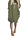 JiaMa womens Let it be Long Sleeve Loose Pocket Oversize Tunic Pockets Dress, Green, Medium