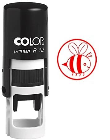 BEE Design Self Inking Mini Rubber Stamp Colop Round Decorative Teachers Stamps 12mm